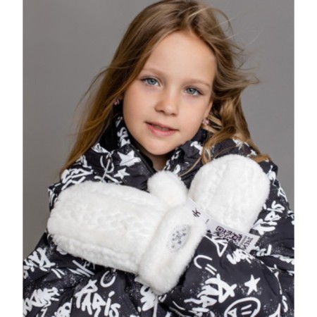 Fur Mittens, One Size size, beige color
