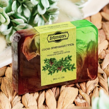 SPA soap - care for the bathhouse and sauna "Pine - natural dirt" Dobroparov handmade 80 grams