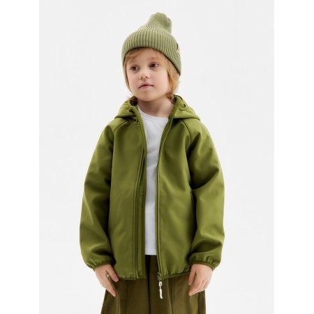 Demi -season windbreaker for Minaku boys from SoftShell on fleece, waterproof, olive, height 140 cm