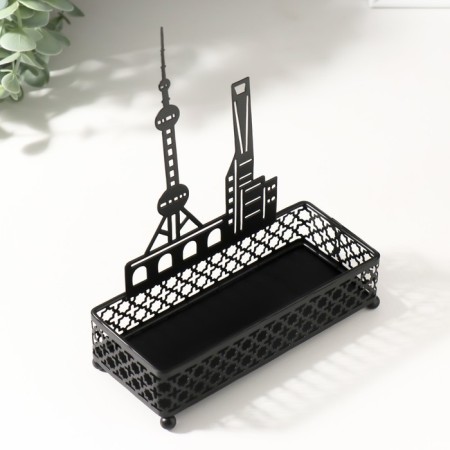 Top interior metal "City" Black 6.3x14.5x18.5 cm-4