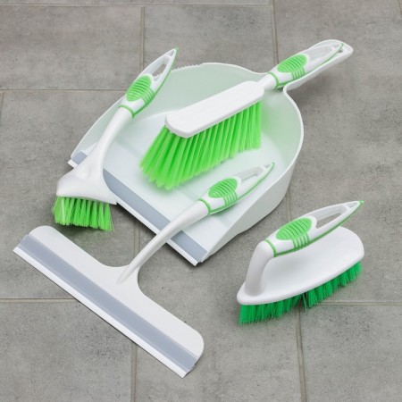 Cleaning set, 5 items: scoop, brush-scheme, dishes brush, ironing, pouring, color mix-3