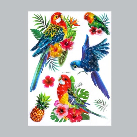 Plastic sticker multi -layer "tropical birds" mix 50x30 cm-3