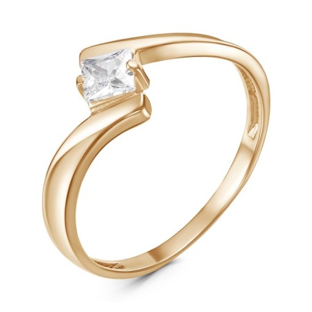 Ring "Cube", gilding, white color, 18.5 size
