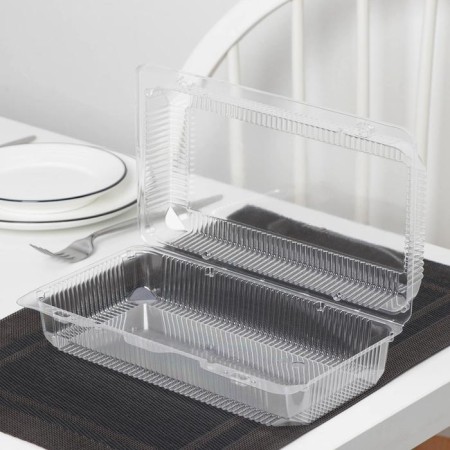 A plastic disposable container with an insoluble lid U-98, 26.6 × 15.2 × 8 cm, internal 24.3 × 12 × 7.4 cm, the color is transparent-1