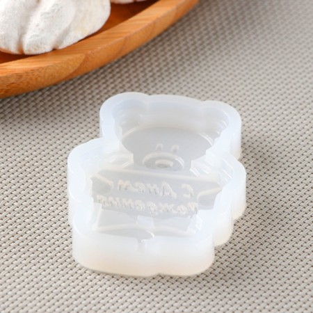 Silicone form "Bear with a sign", 7.5 × 6.8 cm, 7 × 5 cm, the color is transparent-2