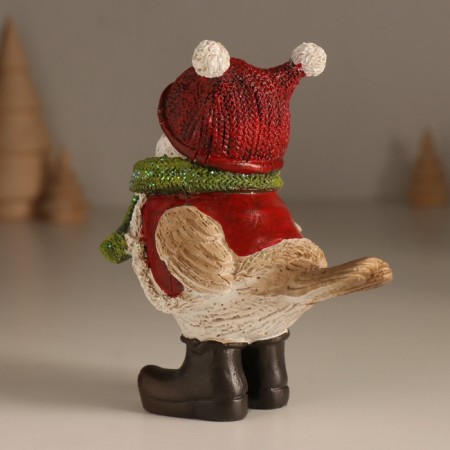 Souvenir Polystone "A bird in a vest, a knitted hat with pompons" 6x10.5x12 cm-2