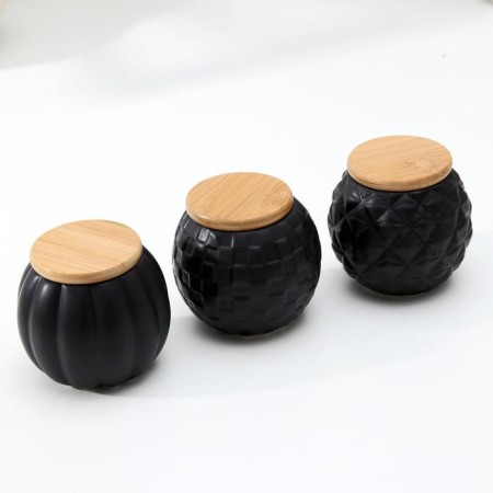 A set of ceramic Estet cans, 3 subjects: 280 ml, black color-1