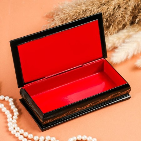 Casket - a bill "chamomile with berries", 8.5 × 17 cm, lacquer miniature-1