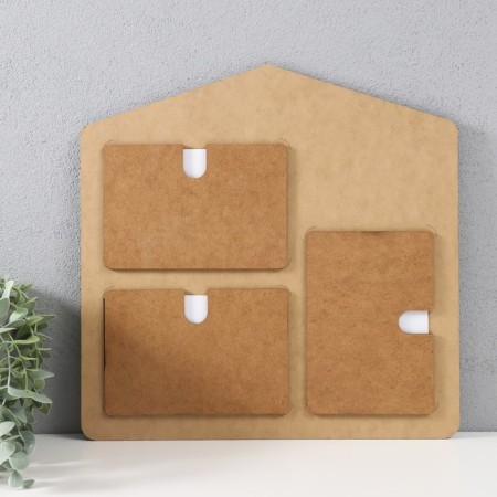 Photo frame LHDF "Our family" 33x33 in 3 photos 10x15 cm, col. Wenge-white (plastic screen)-2