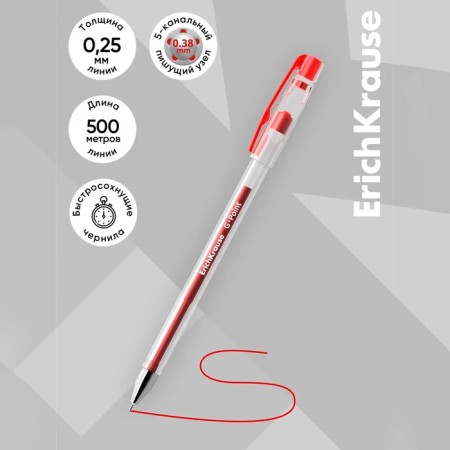 Gel pen Erichkrause G-Point, red ink, node 0.38 mm, letter line length 500 meters-2