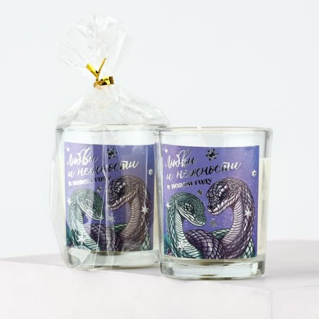 New Year's candle with the sticker "New Year: Love", aroma spruce branches, 5x6x5 cm-1