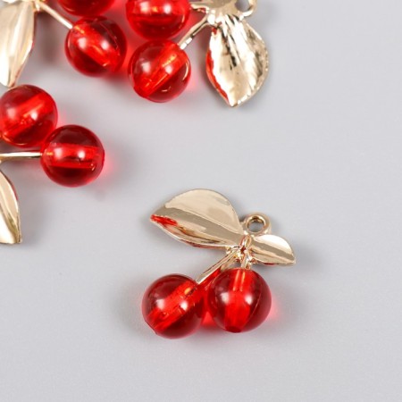 Decor for creativity Metal, plastic "Cherry on a branch" gold 2.4x2.4 cm