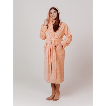 Women's robe with a hood, size 48, color peach-1