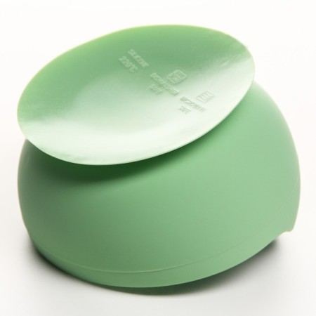 Baby plate on a suction cup, silicone, green color-4