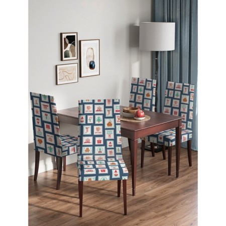 Case for the chair "New Year's postage stamps", decorative, velor-3