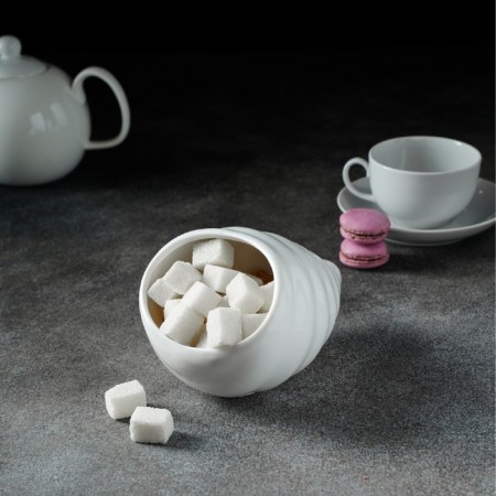 Porcelain Sugar Magistro "shell", 330 ml, white color-6