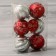 Set of balls plastic D-6 cm, 6 pcs "Beata Patterns" silver-red