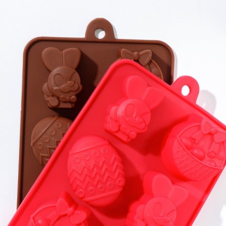 Form for decorations of the share "Easter", silicone, 20.7 × 10.6 × 3 cm, 8 cells, color mix-4