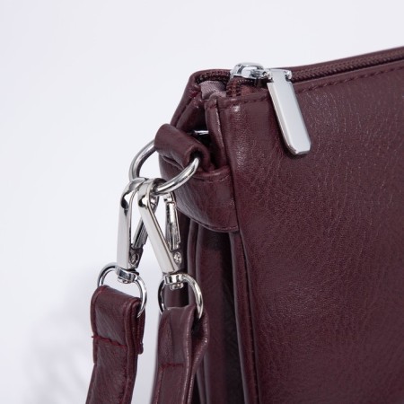 Cross-Bodi bag with zipper, burgundy color-5