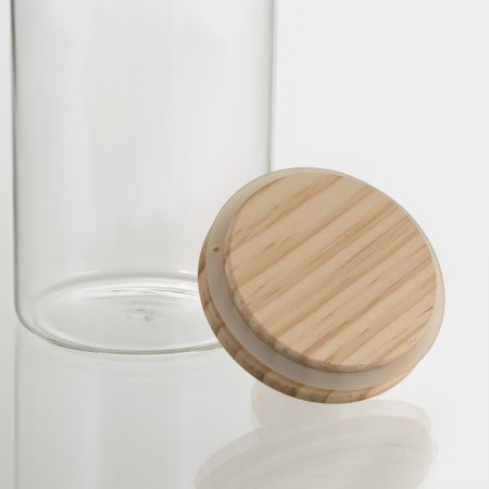Glass Bank for bulk products with a bamboo cover Magistro "Eco", 1.8 l, 10 × 31 cm-3