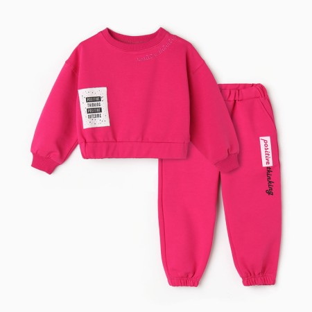 Kit for girls (sweatshirt, trousers), raspberry color, height 98 cm