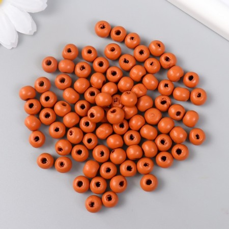 Beads for creativity wood "brick red" D-0.8 cm, set of 20 g-1