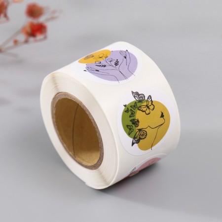 Stick Paper "Butterflies and flowers. Abstraction" d = 2.5 cm 252 pcs in the roll-5