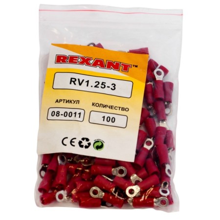Ring Tutor isolated Ø 3.2 mm 0.5-1.5 mm² (NKI 1.5-3/NKI 1.25-3) Red Rexant 1080-2