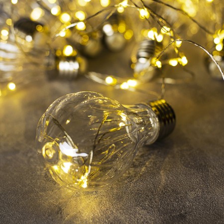 Garland “thread” 3 m dews with nozzles “volumetric bulbs”, IP20, silver thread, 100 LED, glow warm white, 3.5 in-6