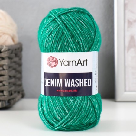 Yarn "Denim Washed" 30% acrylic 70% cotton 130m/50g (924 dark Izumrud)