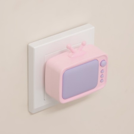 Nightlight "TV" LED pink 7x7x6.5 cm-3