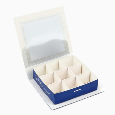 Box for 9 sweets with cells "Snowflakes" 14.8 x 13.5 x 3.5 cm, New Year-5