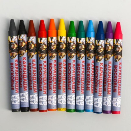 Wax pencils, set 12 colors, height 8 cm, diameter 0.8 cm, transformers-2