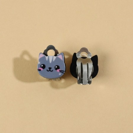 Set of jewelry "stylish cat" beads and earrings clips-3