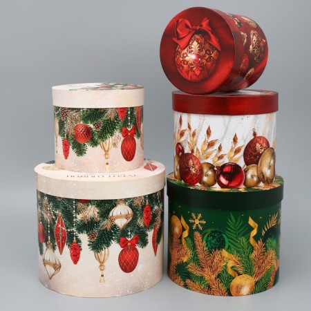 A set of gift boxes 5 in 1 “Classic New Year”, 13 x 14–19.5 x 22 cm, New Year-2