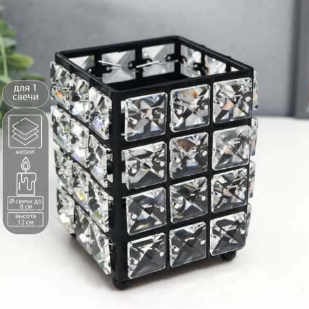 Summary Metal for 1 candle "Crystals" rectangle black 12x10x10 cm