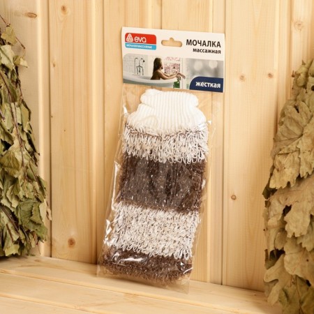 Knitted washcloth "Mitten. Strip", mix, 23x12cm-7