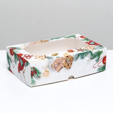 Folding box with the New Year Gifts window, 25 x 15 x 7 cm-4