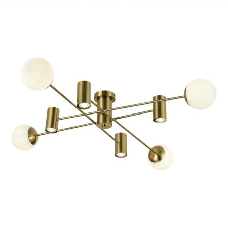 Ceiling EVOLUCE lamp. Sle1105-302-08. Raito. 8x5+60 watts, GU10+E27, 4000K, 120x120x20 cm, brass color-1
