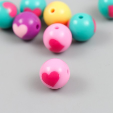 Beads Plastic "Ball with heart" Gloss Mix d = 1.6 cm set 20 g-1