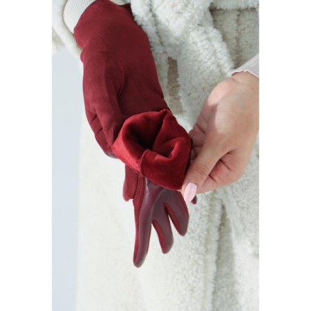Gloves are female, dimensionless, without insulation, burgundy color-2