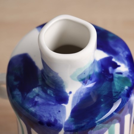 VAZA Ceramics Table "Picasso" (manual painting) explosion jug, 24.5x13 cm, blue-white-3
