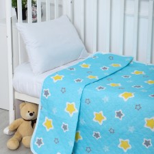 Star coverlet 110x140cm, turquoise, calico 120g/m, HL 100%