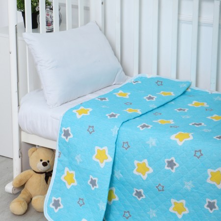 Star coverlet 110x140cm, turquoise, calico 120g/m, HL 100%