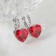 Earrings with rhinestones "Heart" flicker, white-red color in silver
