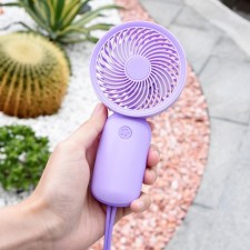 Portable fan YM88151, 250 mAh, 1 mode, charging cable, purple