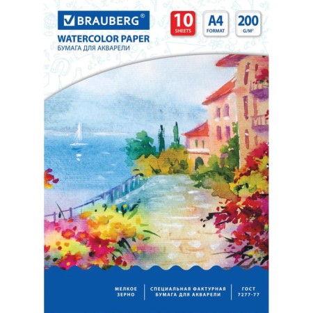 A4, 210 x 297 mm watercolor folder, 10 sheets, block 200 g/m2, paper according to GOST 7277-77