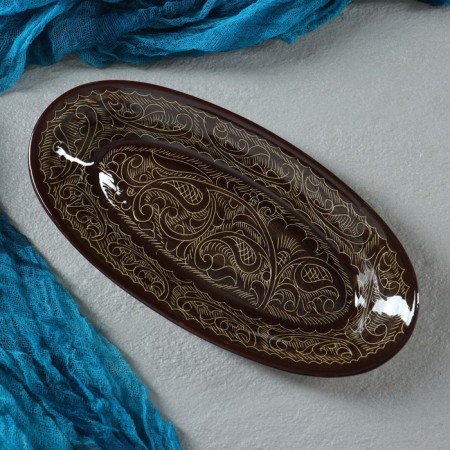 The herringard Rishtan ceramics "Patterns", 24 cm, brown-1