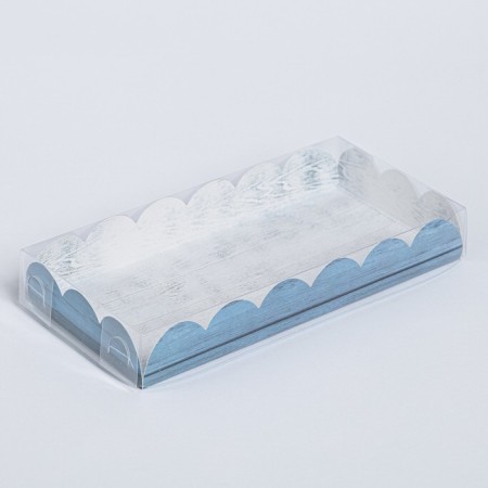 Cookie box, confectionery packaging with PVC lid, "delicious", 21 x 10.5 x 3 cm