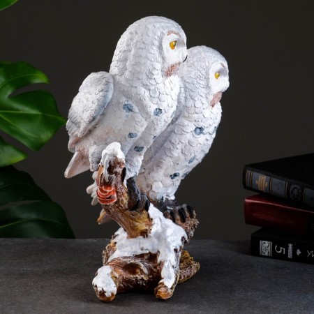 Garden figure "Owls Two sitting on a branch" 32cm-2